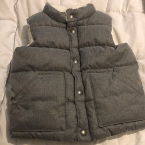 Baby gap puffer vest Sherpa lined heather grey size 4 - Picture 1 of 8